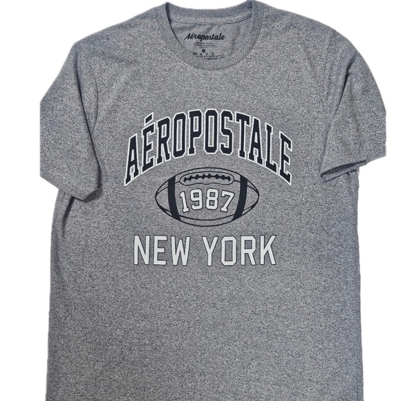Aeropostale Shirt Mens Large Gray 1987 New York Football Graphic Heather Tee - Picture 1 of 9